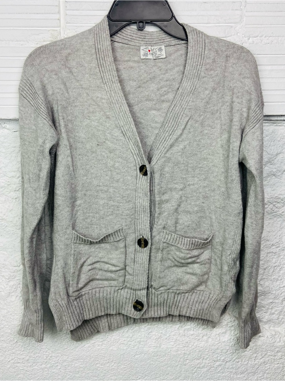 Light Gray Women's V-Neck Button Cardigan Sweater